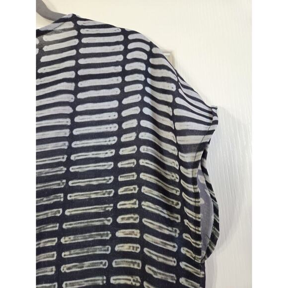 Buykud Abstract Print Dark Neutral Side Strap Modern Midi Shift Dress Medium - Picture 12 of 15